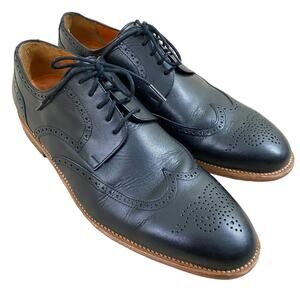 Crosby Square Black Leather Brogue Oxford Dress Shoes Made in Spain Men's Sz 45
